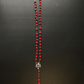 Santa Muerte Rosary / Red wood beads/ Rose scented / Handmade! / FREE SHIPPING!)