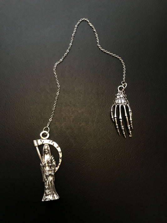 Santa Muerte pendulum Silver 7" inch / Handmade! / FREE SHIPPING!)